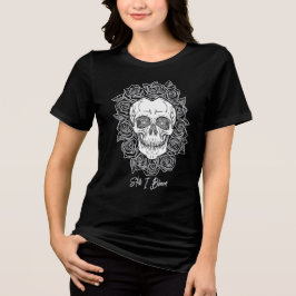 Memento Mori! Schädel und Rose, handgezeichnet Tri-Blend Shirt