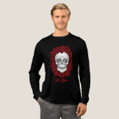 Memento Mori! Schädel und Rose, handgezeichnet Tri-Blend Shirt (Volle Vorderseite)