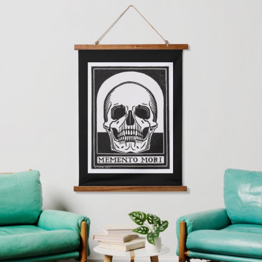 Memento Mori Skull Art Wandteppich Mit Holzrahmen (Wohnzimmer)