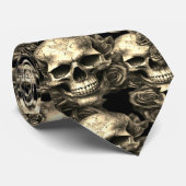 Memento Mori Skulls Gold Krawatte (Gerollt)