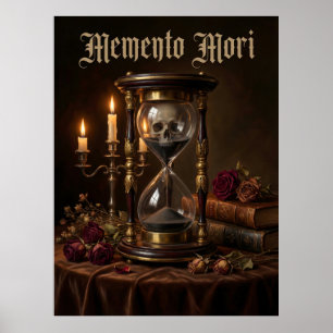 Memento Mori Stundenglas Totenkopf Vanitas Dunkel Poster