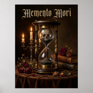 Memento Mori Stundenglas Totenkopf Vanitas Dunkel Poster