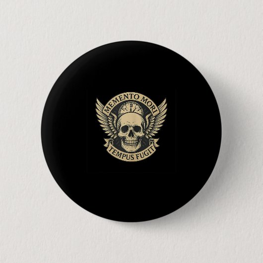 Memento Mori Tempus Fugit Latin Stoice Quote Tank Button (Vorderseite)