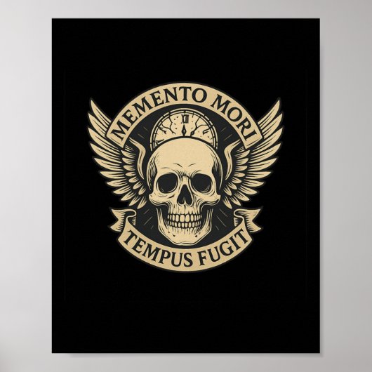 Memento Mori Tempus Fugit Latin Stoice Zitat Long  Poster (Vorne)