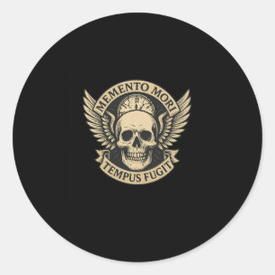 Memento Mori Tempus Fugit Latin Stoice Zitat Long Runder Aufkleber