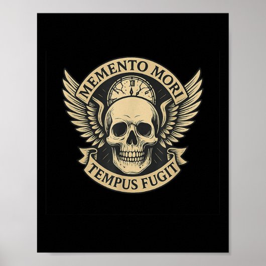 Memento Mori Tempus Fugit Latin-Zitat Poster (Vorne)