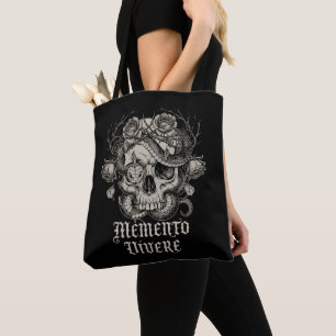 Memento Vivere Gothicischer Totenkopf mit Schlange Tasche