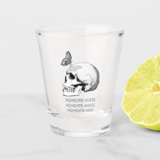 MEMENTO VIVERE • MEMENTO AMARE • MEMENTO MORI SCHNAPSGLAS
