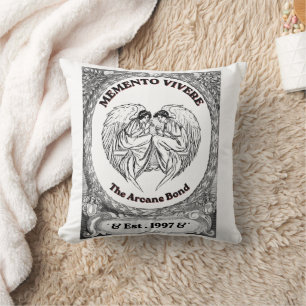Memento Vivere   Vintage Engel Bond Kunst Kissen
