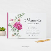 Memento Wedding Guest Book Pink Rose Peony Blooms Gästebuch