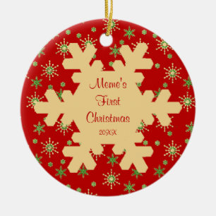 Memes erstes Weihnachtsrote Keramikornament