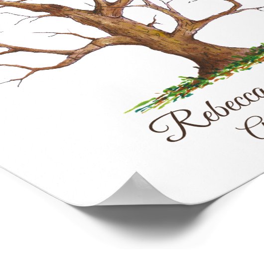Memorable Wedding Fingerprint Tree GuestBook Poster (Ecke)