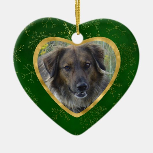 Memorandum für Green Gold Frame Snowflake Pet Keramik Ornament (Vorne)