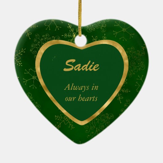 Memorandum für Green Gold Frame Snowflake Pet Keramik Ornament (Hinten)