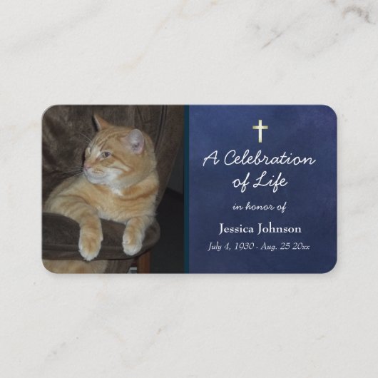 Memorandum-Pray-Card mit One-Foto-Option Visitenkarte (Vorderseite)