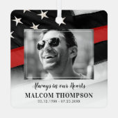 Memorandum zum Foto des Feuerwehren der roten Lini Ornament Aus Metall (Rückseite)