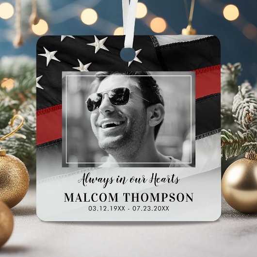 Memorandum zum Foto des Feuerwehren der roten Lini Ornament Aus Metall