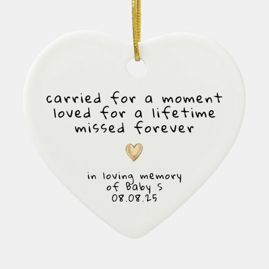 Memorandum zum Verlust von Fehlgeburten im Beileid Keramik Ornament (Vorne)