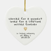 Memorandum zum Verlust von Fehlgeburten im Beileid Keramik Ornament (Hinten)