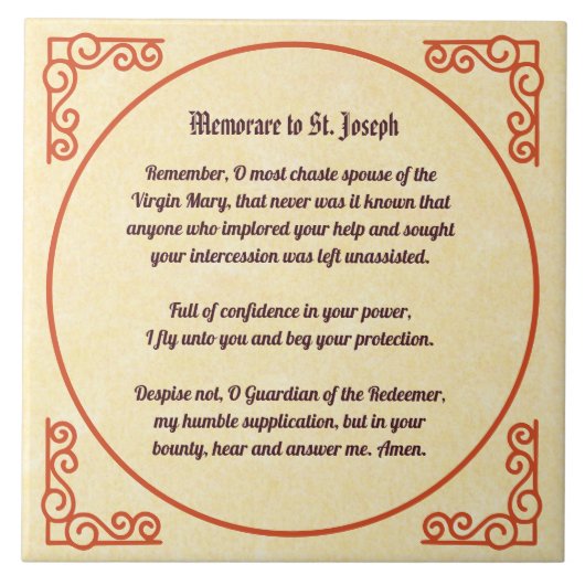 Memorare Gebet an St. Joseph 1 Fliese (Vorderseite)