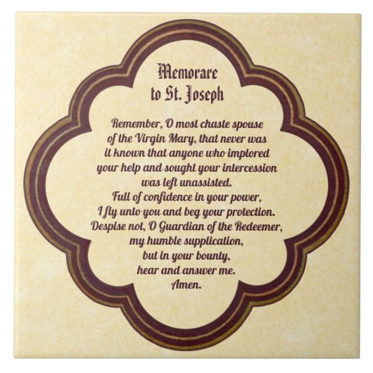 Memorare Gebet an St. Joseph 2 Fliese (Vorderseite)