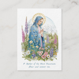 Memorare Gebet Mutter Mary Schnee Fireweed Alaska Begleitkarte