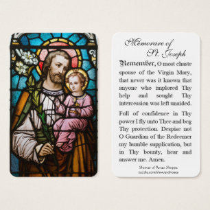 Memorare Gebet St. Joseph & Jesus Heilige Karte
