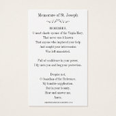 Memorare Gebet St. Joseph & Jesus Heilige Karte (Rückseite)