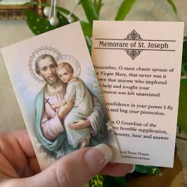 Memorare Gebet St. Joseph & Jesus Heilige Karte