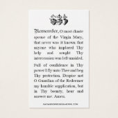 Memorare Gebet St. Joseph & Jesus Heilige Karte (Rückseite)