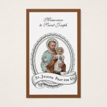Memorare Gebet St. Joseph & Jesus Heilige Karte