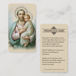 Memorare Gebet St. Joseph & Jesus Heilige Karte