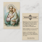 Memorare Gebet St Joseph u. heilige Karte Jesuss (Vorne/Hinten)