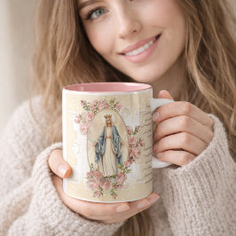 Memorare Gebet: Vintag gesegnete Jungfrau Mary D Zweifarbige Tasse