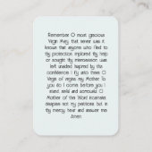 Memorare Praetkarte - Gesegnete Maria Visitenkarte (Rückseite)