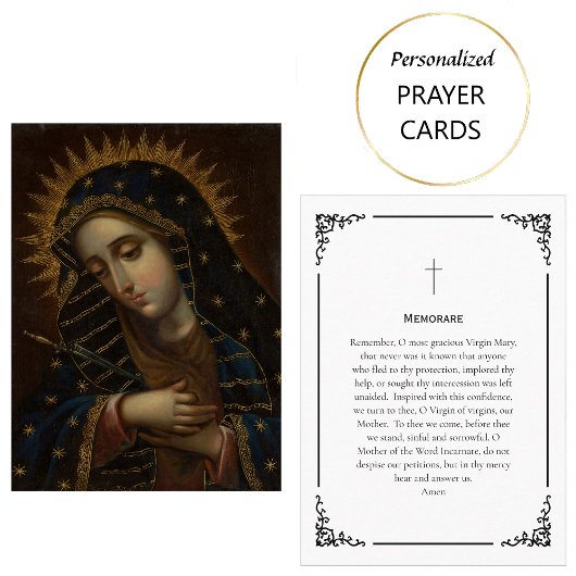 Memorare Virgin Mary Prayer Card                   Platzkarte