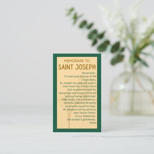 Memorare zu St Joseph Gebet Cards Visitenkarte (Stehend Vorderseite)