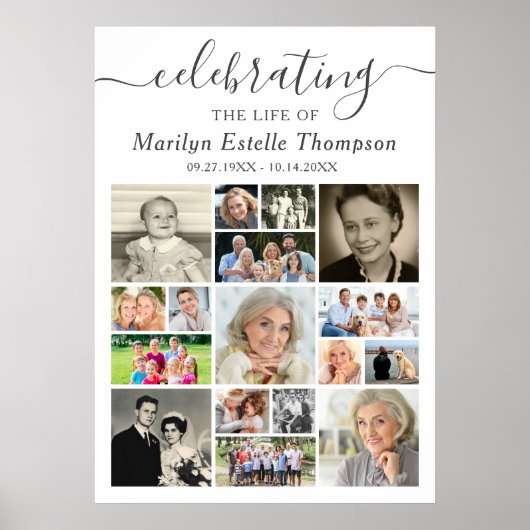Memorial 17 Foto Collage Script feiert Leben Poster (Vorne)