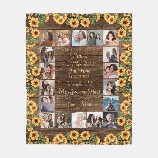 Memorial 18 Photo Hug From Heaven Rustic Sunflower Fleecedecke (Vorderseite)