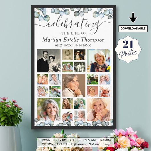 Memorial 21 Foto Collage Eukalyptus Script Poster