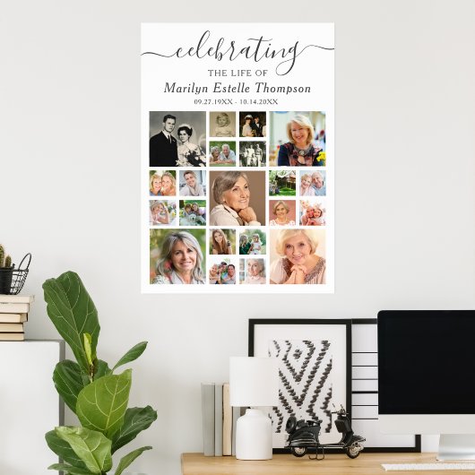 Memorial 21 Foto Collage Minimale Skripte Poster (Heimbüro)