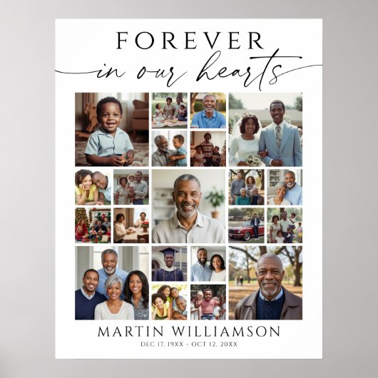 Memorial 21 Photo Collage Forever in our Hearts Poster (Vorne)