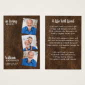 Memorial 3 Foto Beerdigung Beerdigungskarte Leder (Vorne & Hinten)