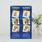 Memorial 3 Foto Beerdigung Gebet Lesezeichen Blau (Stehend Vorderseite)