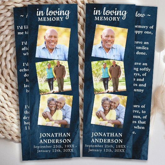 Memorial 3 Foto Blue Beerdigung Gebet 2 Lesezeiche