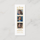 Memorial 3 Foto Gold Beerdigung Gebet Lesezeichen Mini Visitenkarte (Vorderseite)