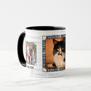 Memorial 3-Foto Verlust einer Katze Meow Word Art Tasse
