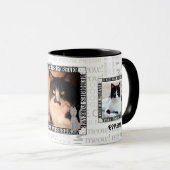 Memorial 3-Foto Verlust einer Katze Meow Word Art Tasse (VorderseiteRechts)