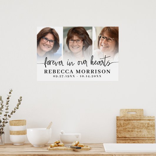 Memorial 3 Fotos Skript für immer in unserem Herze Poster (Küche)
