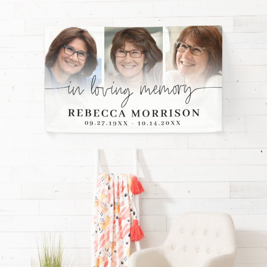 Memorial 3 Fotos Skript in Love Memory Banner (Insitu)